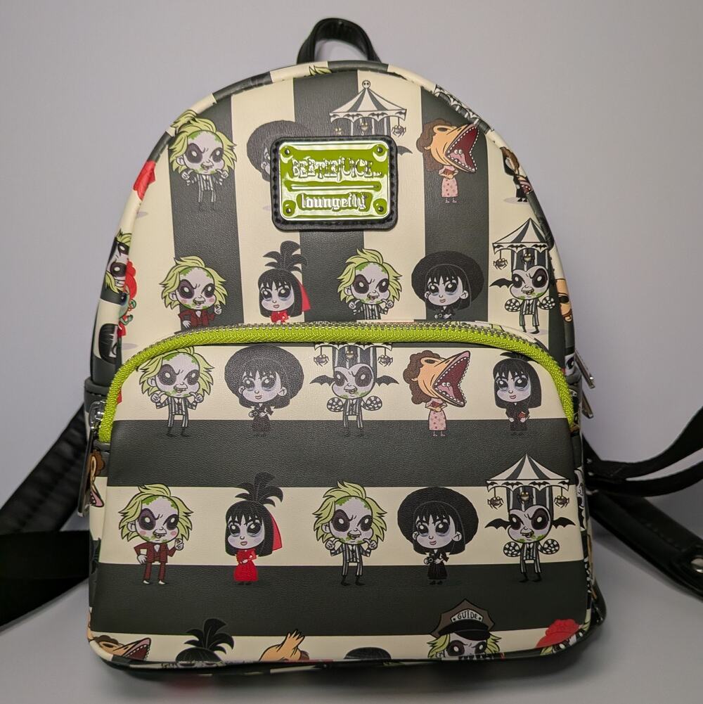 Loungefly Beetlejuice Chibi Striped Mini Backpack - NWOT Halloween Tim Burton